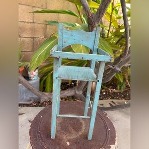 Vintage Rustic Primitive Handmade Folk Art Doll High Chair. One of a kind!